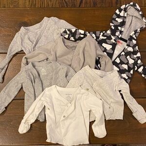 Gray and White Kids Hoodie and Cardigan Set